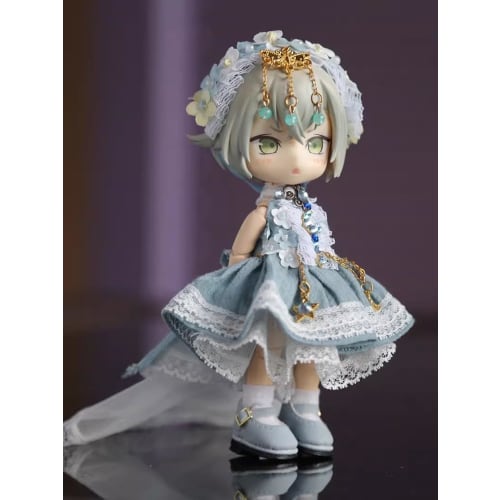 Obitsu 11 OB11 Size Outfit Set for Obitsu Dolls (11cm Body), Princess Dress, Lolita Style, Cute, 5-Piece Set (Blue Gray)