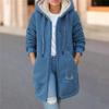 Cappotto Lungo da Donna con Cappuccio in Pile, Zip, Caldo, Foderato in Sherpa, Capo Invernale