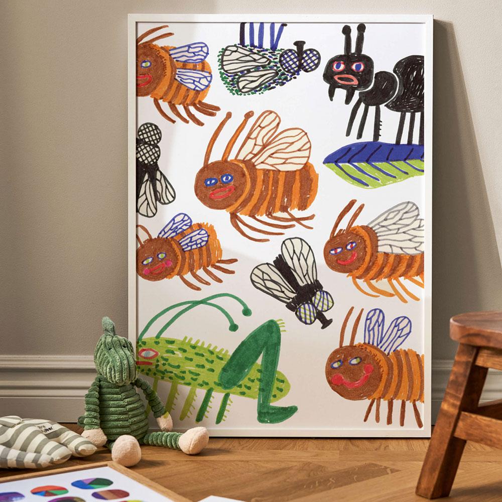 Poster Colorat Ananas Imprimeu Insecte Pictură pe Pânză pentru Camera Copiilor Artă de Perete Educativă Pentru Camera Copiilor Decor Acasă Imagine Dormitor