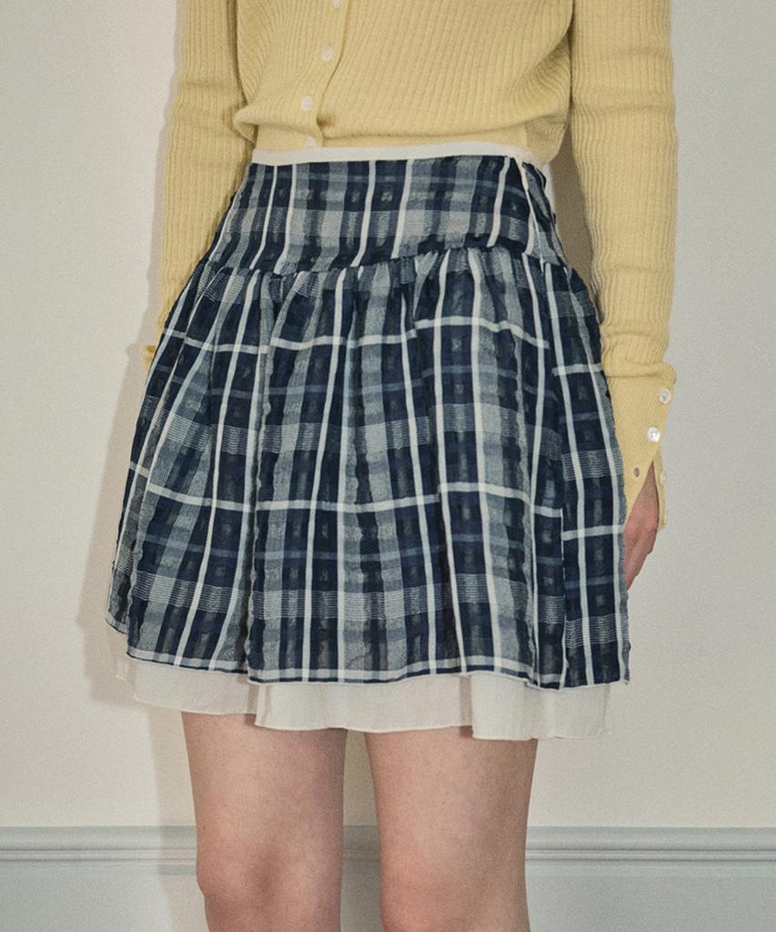 Aueonoseuteljia Fog Check Mini Skirt_Navy(O25-Sk02)