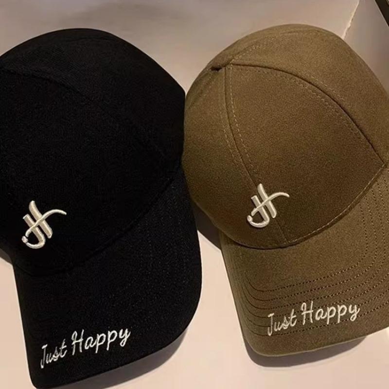 Wide brim lengthened baseball cap female alphabet embroidery autumn and winter hat casual versatile cap men's enlarged and deepened
