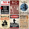 Vintage Witch Halloween Wall Art Poster, No Trespassing Metal Sign, Warning Tin Plates for Gift, Bar Party, Room Decoration WY68