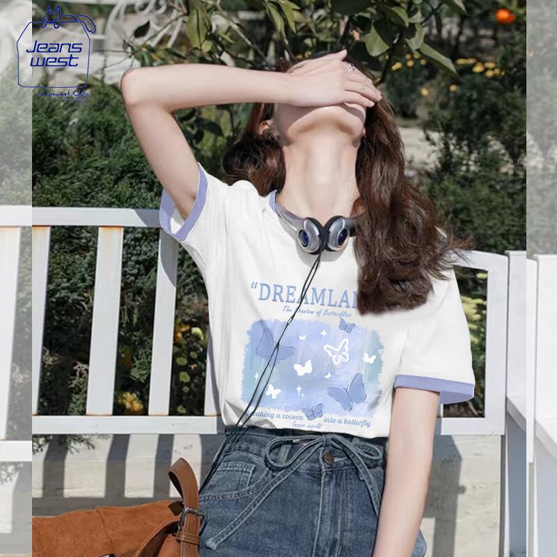 JEANSWEST CLUB Women s Contrast Cotton Short Sleeve T-Shirt XL