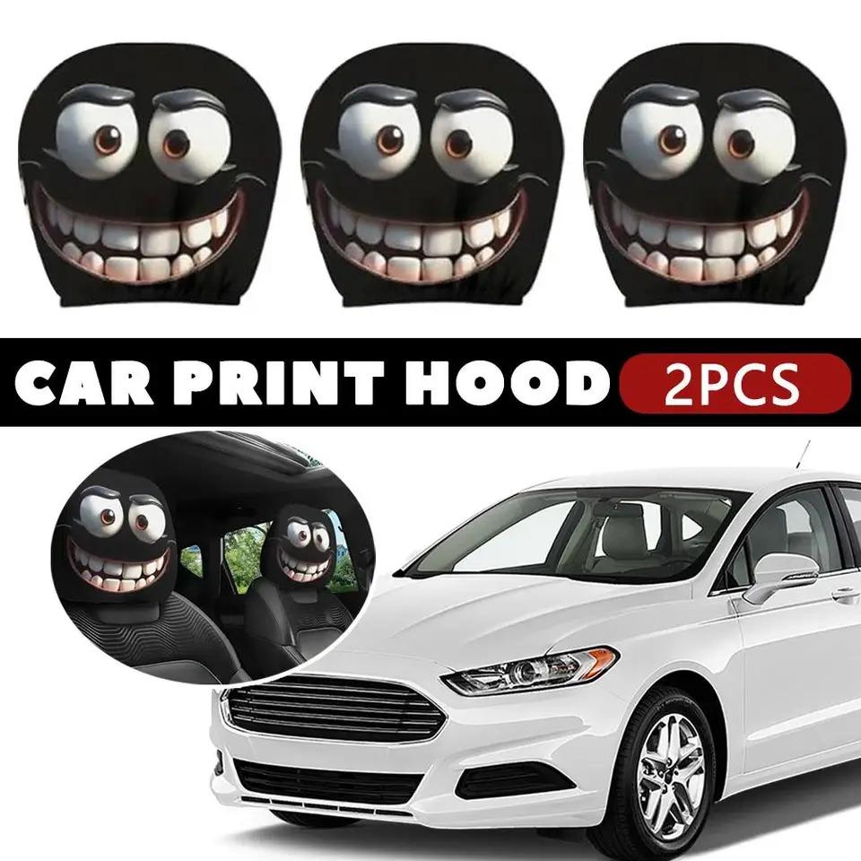 Funny Internet Celebrity Car Seat Headrest Cover Mask Universal Protection Headrest Covers Headrest Car Interior