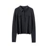 Autumn/Winter Women's Pure Wool Polo Collar Knit Cardigan