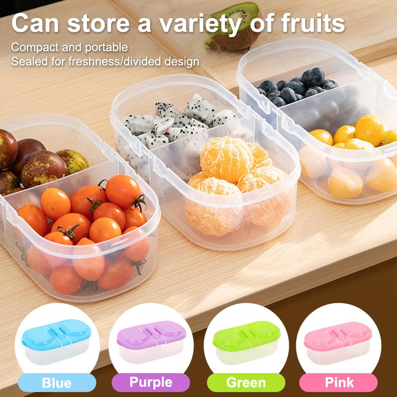 Double Compartment Covered Kitchen Food Grain Sealed Tank Multifunctional Kitchen Refrigerator Plastic Storage Fresh Box