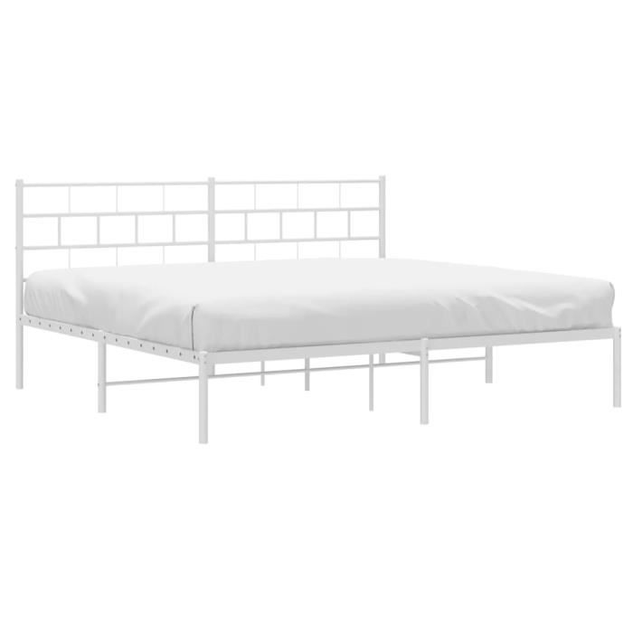 VidaXL Cadre de lit métal avec tête de lit blanc 193x203 cm 355714