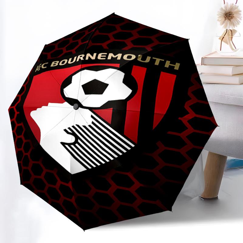 Bedruckter Fußballclub-Logo Bedruckter Faltschirm, Outdoor-, Freizeit-, und Regenschirm für Reisen, Strapazierfähiges Schirmgewebe, Geburtstags- und Feiertagsgeschenk
