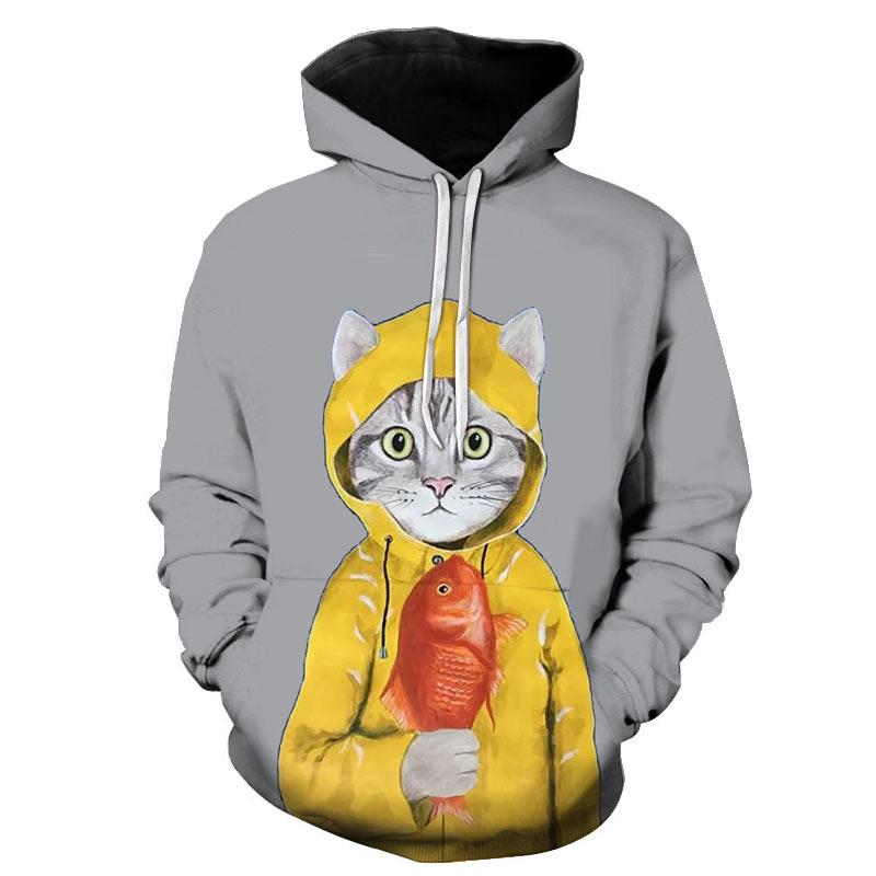 Vtipná anime mikina s 3D potiskem kočky a blesků, dámská volná mikina, ležérní nadměrný pulovr, populární pouliční móda, hip hop dámské oblečení