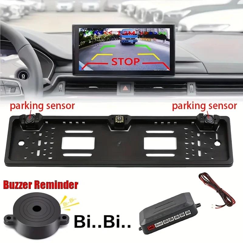 European license plate frame Dual 12Led Night Vision Car Camera System 170° Fisheyes Lens BSD/ADAS Buzzer Alarm Backup Camera