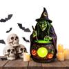 Scary Resin Witch Cauldron LED Lamp Halloween Glowing Decoration Spooky Night Light for Home Party Outdoor Store Haunted House