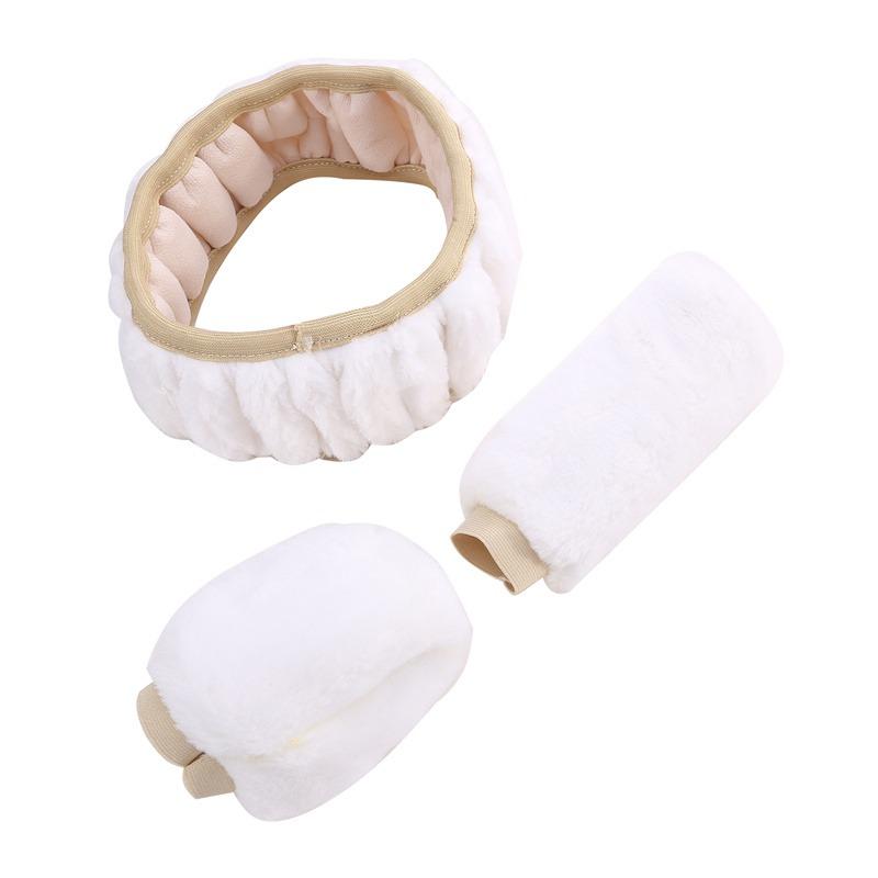 Soft Wool Steering Car Wheel Handbrake Accessory Winter Warm Automotive Interior Cover