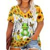 T-shirt da Donna Rana e Fiori Stampa Outdoor Retro Moda Casual Oversize T-shirt Estiva Donna Tshirt