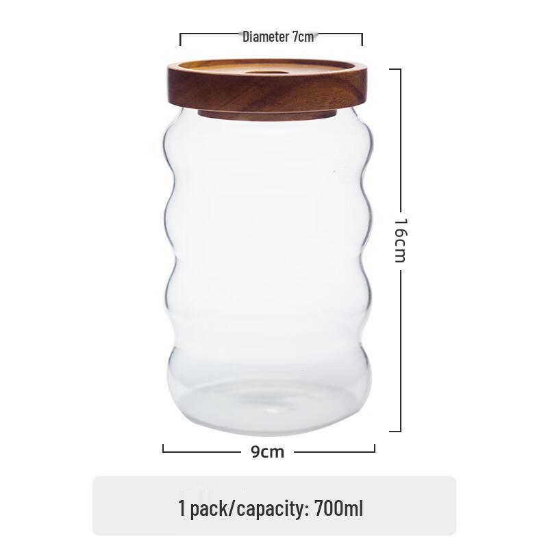 Acacia Wood Press-Top Borosilicate Glass Storage Jar
