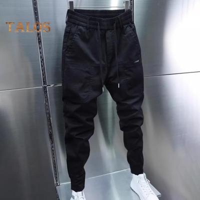 Herren Cargohose Loose Fit mit Knöchelband Kordelzug Elastische Taille Einfarbig Multi Taschen Fitness Streetwear Outdoor Reise Sporthose