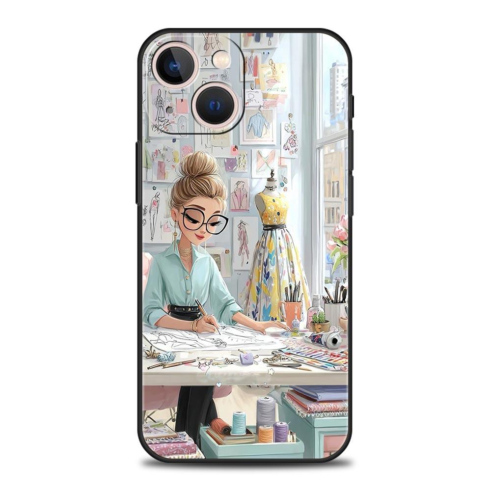 Cartoon Girl Phone Case Cover for iPhone 17 16 15 14 13 12 Pro Max 11 Pro Max 17 AIR Plus Shockproof Soft TPU Shell Fundas Capas