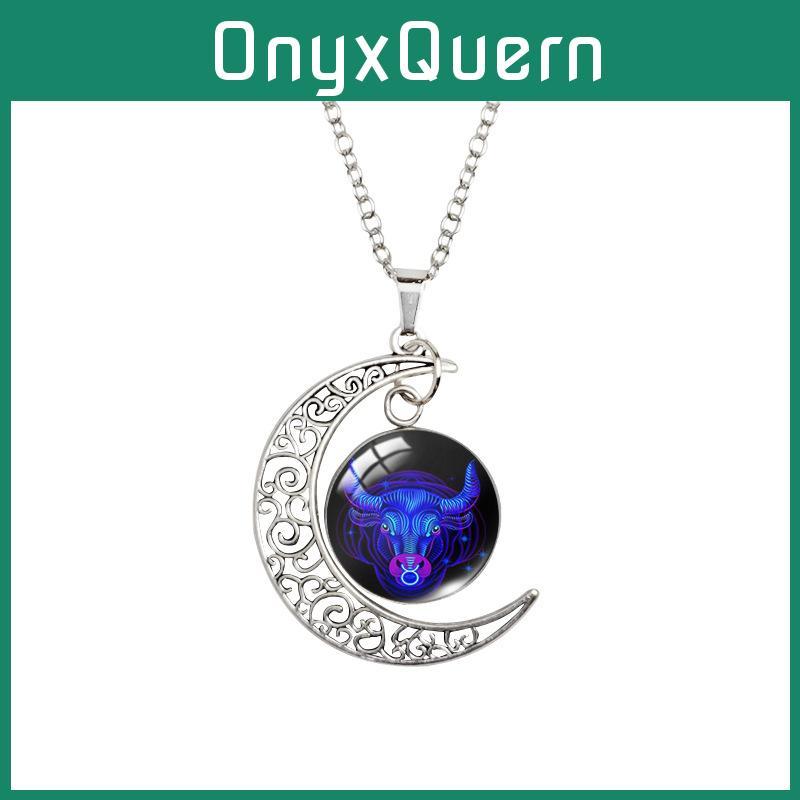 Eye-catching Zodiac Moonlight Gemstone Necklace With Dynamic Colors And Silhouette