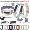 Bracelet Sport Imperméable en Silicone pour Google Fitbit Air avec Cadre Métallique Résistant à l'Usure Durable Accessoires de Bracelet de Remplacement