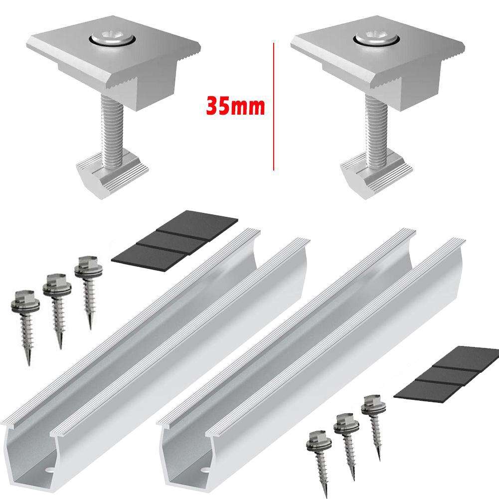 

Solar Panel Module Aluminum Bracket Rail Fastening Rail Trapezoidal Roof Mount Trapezoidal Roof Mount Solar Rail
