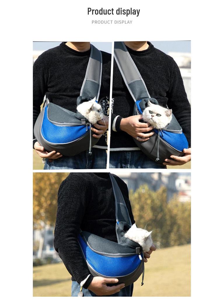 Sac à bandoulière de voyage pour animaux de compagnie - Maille respirante laissant passer la tête pour chats et chiens