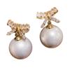 Gold-Plated Vintage Bow Pearl Earrings - Luxury Niche Design Stud Jewelry
