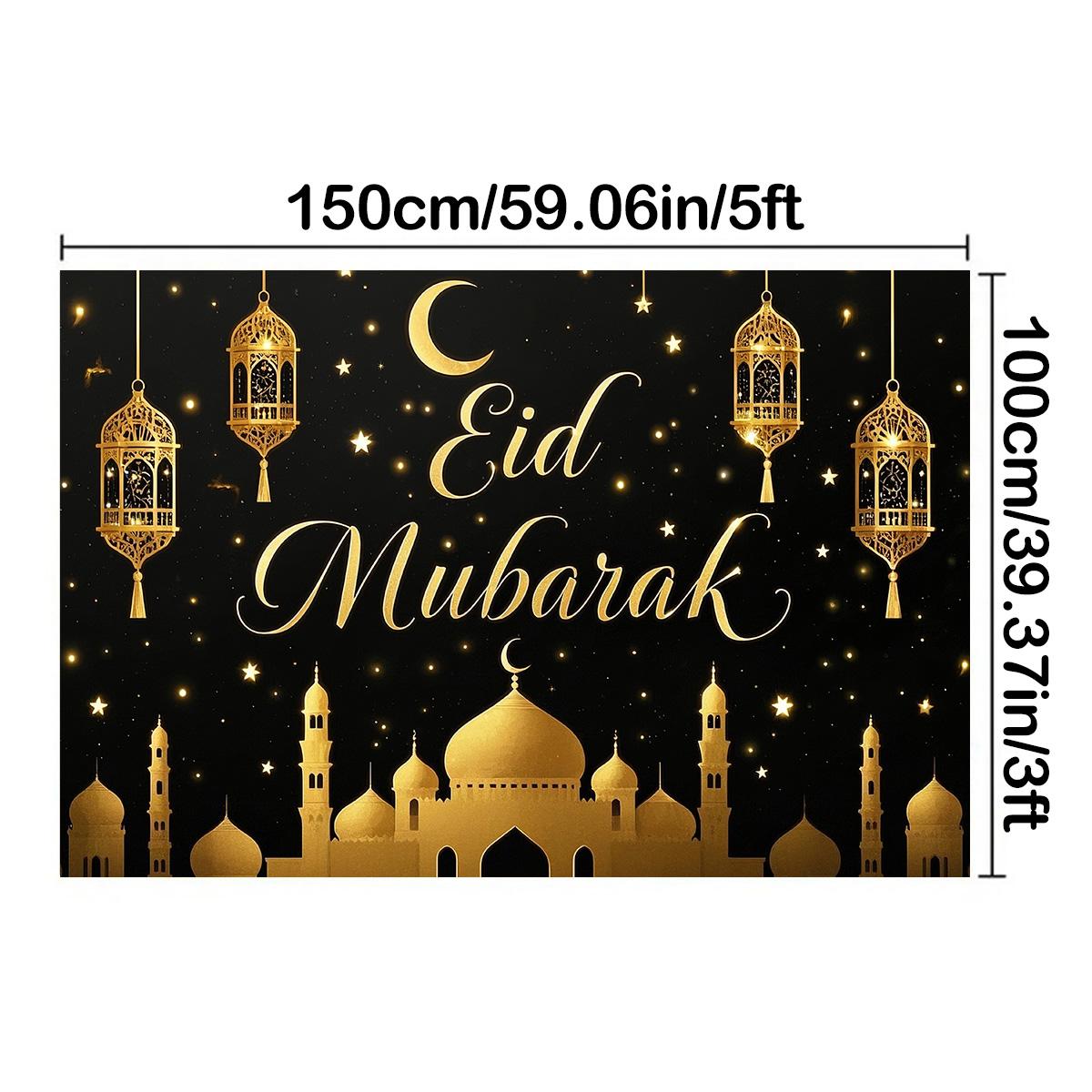 

Фон для фотосъемки на праздник Ид аль-Адха с мечетью, фонарями, полумесяцем, для помещений и улицы, свадеб, дней рождения и исламских праздников, настенного искусства 150*100cm/59*39in