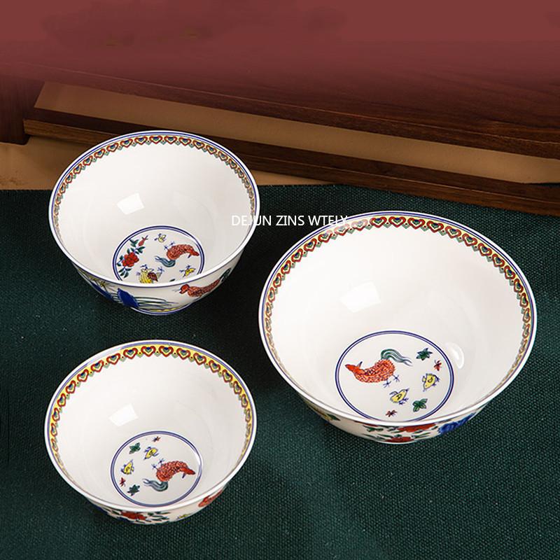 1PC Cerámica de Jingdezhen Vajilla Estilo Antiguo Resistente al Calor Hueso de China Bol para Ramen Alta Calidad Hogar Bol para Yogur Ensalada