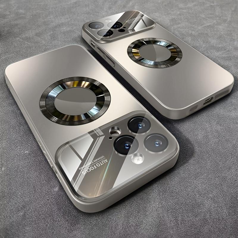 Luxury Titanium-Colored Glass Window Magnetic Wireless Charging Phone Case Cover