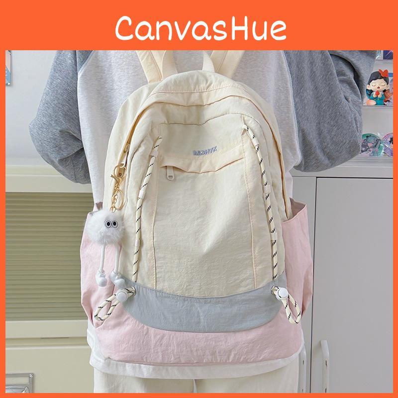 Backpack Fashionable Nylon With Color Contrast Design For School And Outings Use