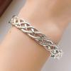 PANJBJ 925 Sterling Silver Crossing Bracelet for Women Versatile Retro Trend Hollow Out Weave Punk Jewelry Gift Dropshipping