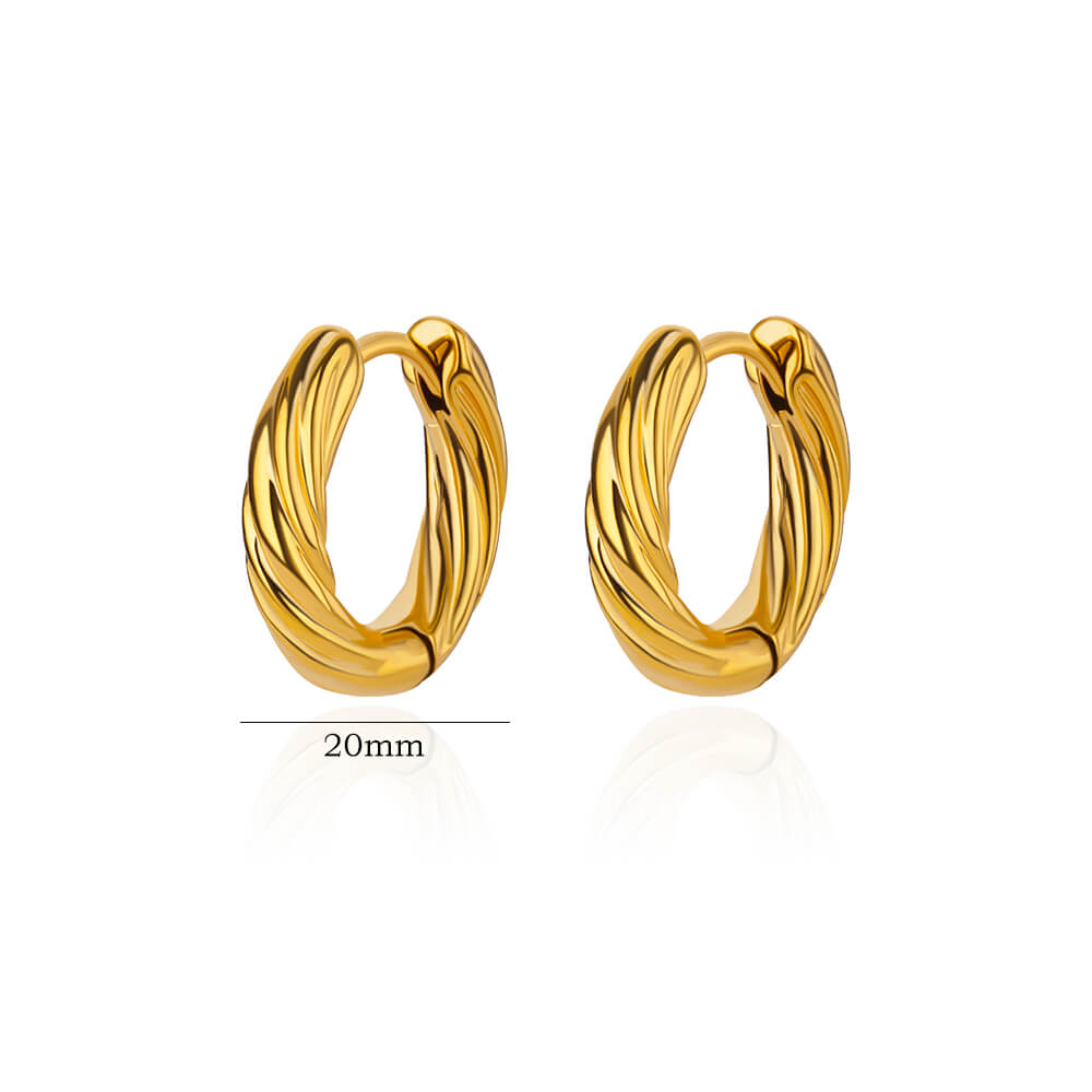 Vintage Verdrehte Kreisohrringe für Damen Edelstahl Minimalistisch Goldfarbe Runde Huggies Creolen Ohrring Hochzeits Schmuck Geschenk