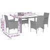 VidaXL Garden Dining Set with Cushions 5 Pcs Rattan and Glass 3278575