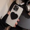 Black heart-shaped stand17promax iPhone Case iphone16Advanced Sense11Applicable12Electroplating15Soft