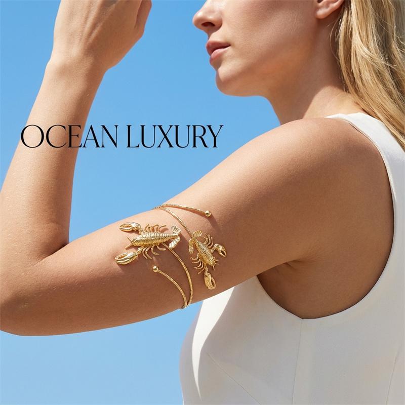 New Design Lobster Open Armband Bracelet for Women Punk Hip Hop Adjustable Upper Arm Bangle Bohemian Summer Jewelry Gift