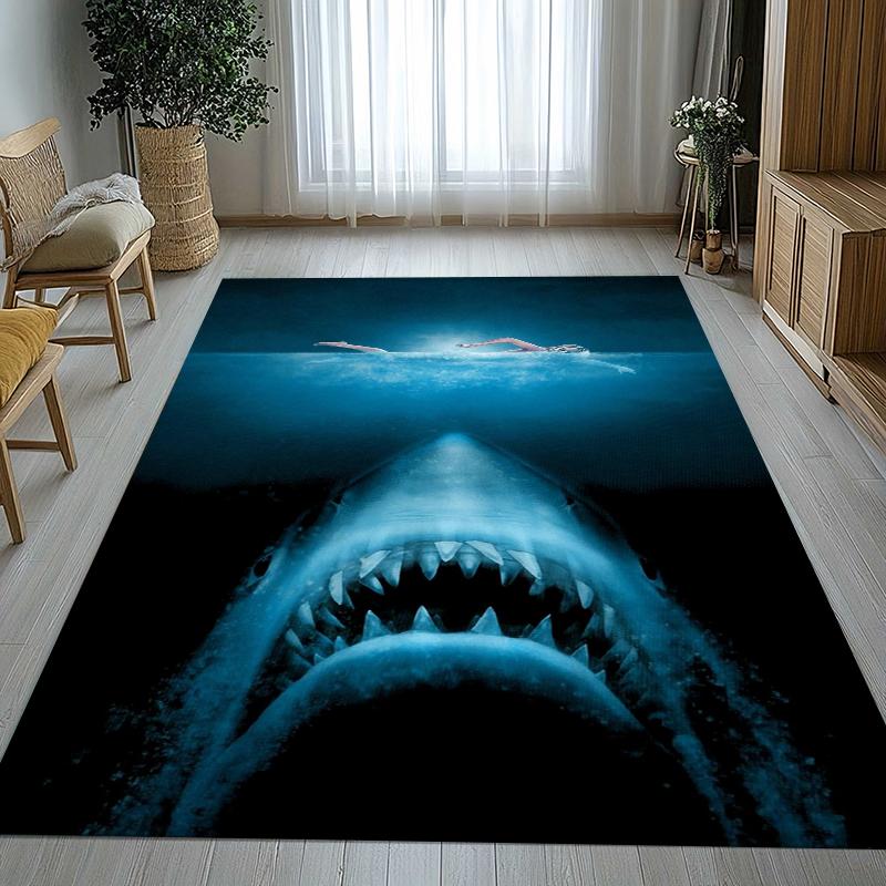 

Horror Movie Jaws Shark Living Room Non-Slip Area Rug Soft Carpet for Bedroom Kids Playroom Sofa,Home Decor Doormat Gift 40x60cm