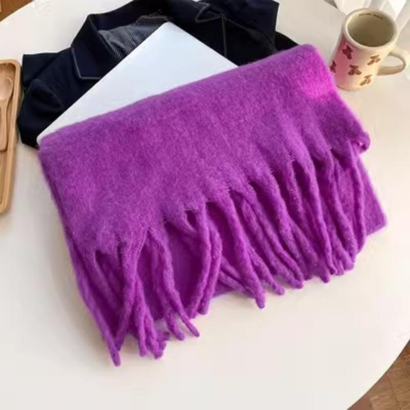 Limited-time snap-up price! Mohair fleece scarf women's 14 classic colors, warm in autumn and winter, soft and thickened scarf, solid color
