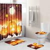 Halloween Shower Curtain Floor Mat Three-Piece Combination Set, Living Room Sand Absorbent Carpet, Bedroom Non-Slip Door Mat