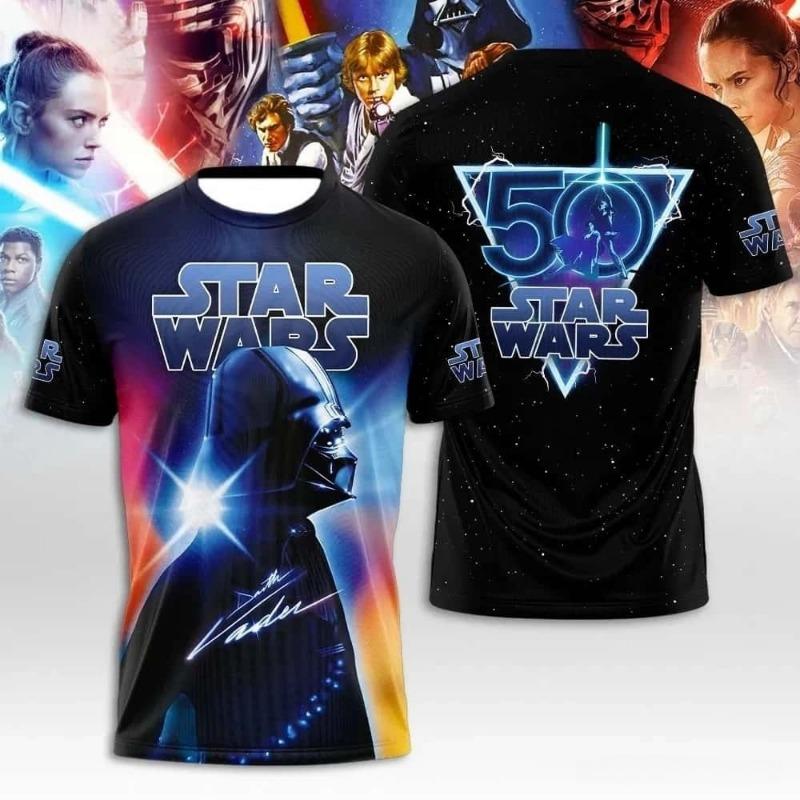 25-26 Summer Star Wars 50th Anniversary Commemorative Loose Party Theme 3D Short-Sleeve T-Shirt for Men Women And Kids