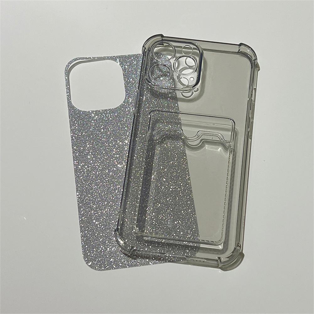 Glitzerndes Papier-Kartenetui für iPhone 14 11 13 12 Pro Max X XR XS Max 7 8 Plus Weiche Silikon-Geldbörse Klare transparente Abdeckung