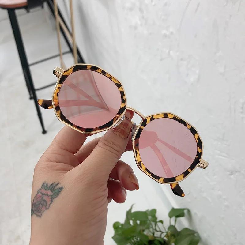 New Fashion Kids Sunglasses Boys Girls Vintage Polygon Colored Glasses Children Cute Kids Black Irregular Sunglasses UV400