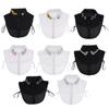Women Removable Faux Collar Floral Embroidered Half Shirt Blouse Dickey Fashion Bib for Casual T Shirt