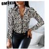 GMXIA Women's Fashion Casual Solid Color Print Long Sleeve POLO Neck Blouses & Shirts
