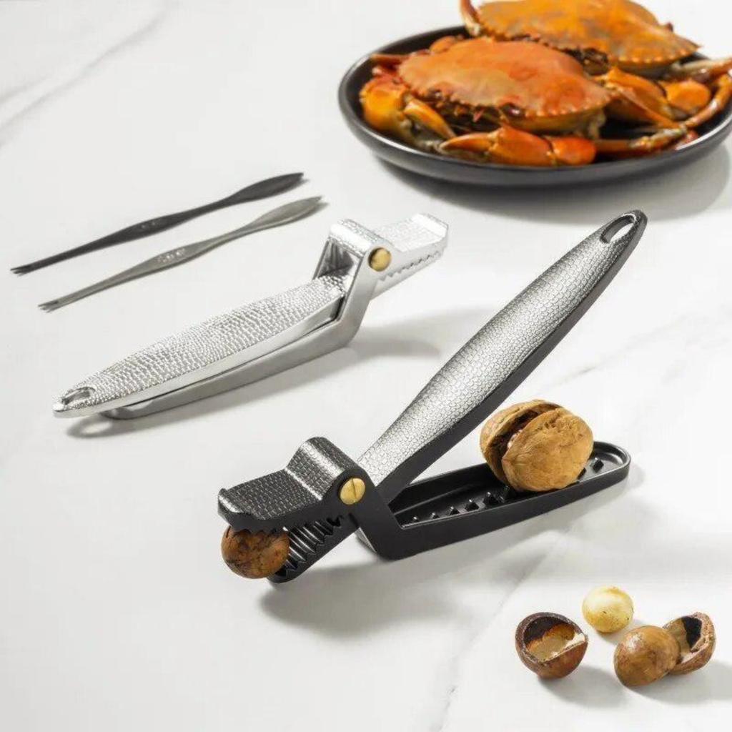Pro Crab Crackers Set - Zinc Alloy Nut & Shellfish Opener Tool W/ Tweezer for Lobster, Walnuts, Kitchen