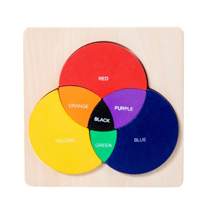 

Wooden Three Primary Color Puzzle Board Building Blocks Children s Puzzle Early Education Color Cognition Board