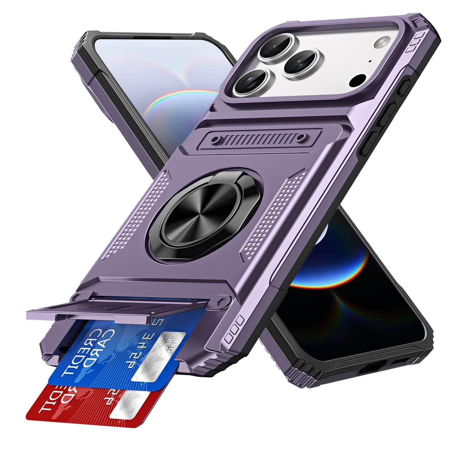 voor 17 16 15 14 13 11 Pro Max Plus Stevige Heavy Duty Harde Case met Metalen Houder en Verborgen Dubbele Kaartsleuf iPhone 16