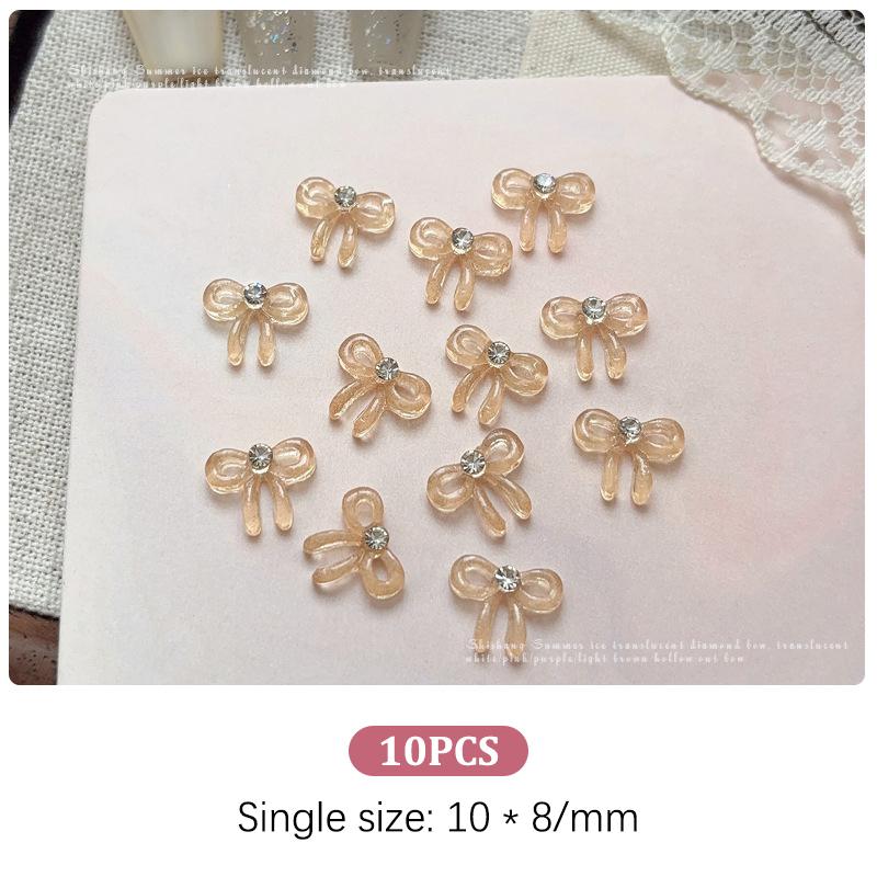 10Pcs Transparent 3D Nail Art  Bow Charms Accessories Parts For Manicure Nails Decoration Supplies