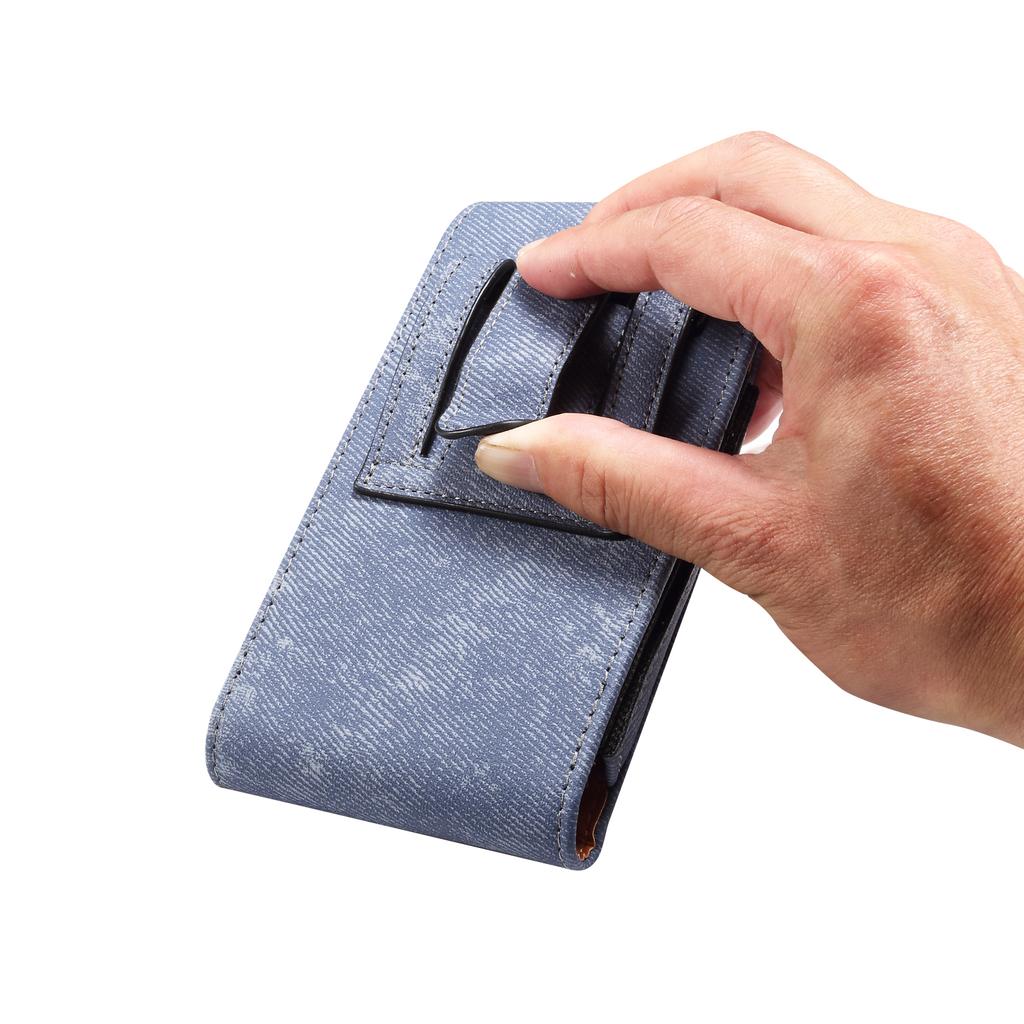 7.2 inch Phone Case Holster for Huawei Mate 40 Lite/Mate 20 X/Xiaomi Mi Max,Jeans Cloth Texture Belt Clip Leather Bag with Card Slot