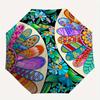 1pc Floral Mandala Folding Umbrella With Excellent UV Protection, 8 Ribs Casual Durable Lightweight Portable Travelling Umbrella For Men & W