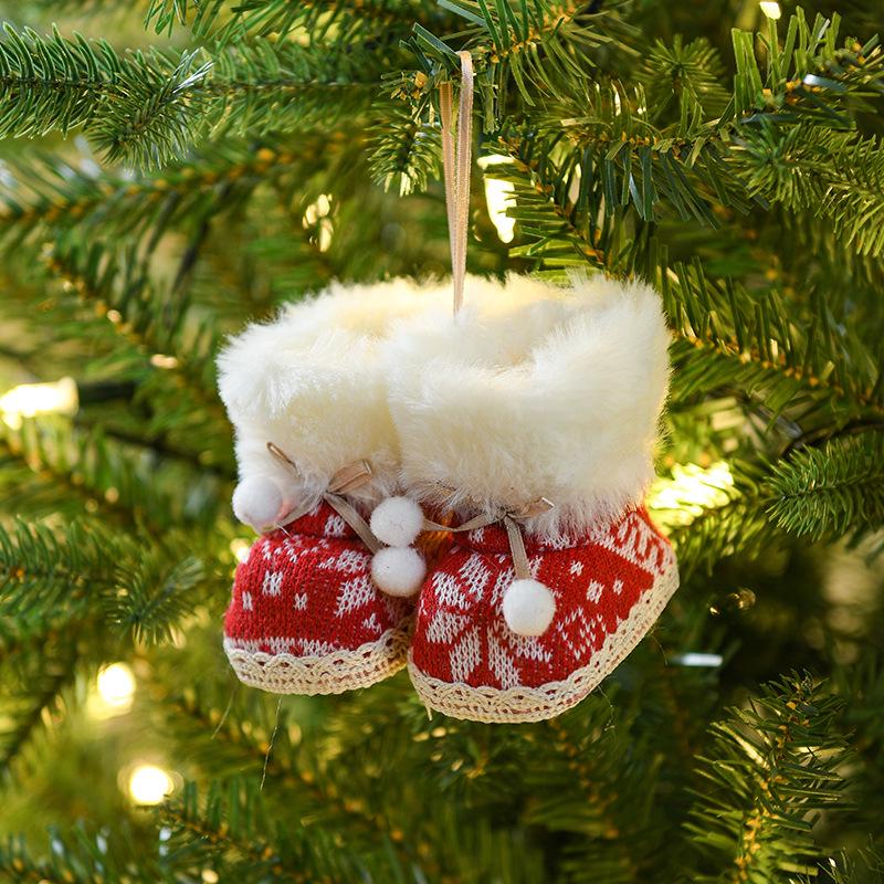 Red Fabric Christmas Boot Ornament - Cross-Border Creative Tree Decoration