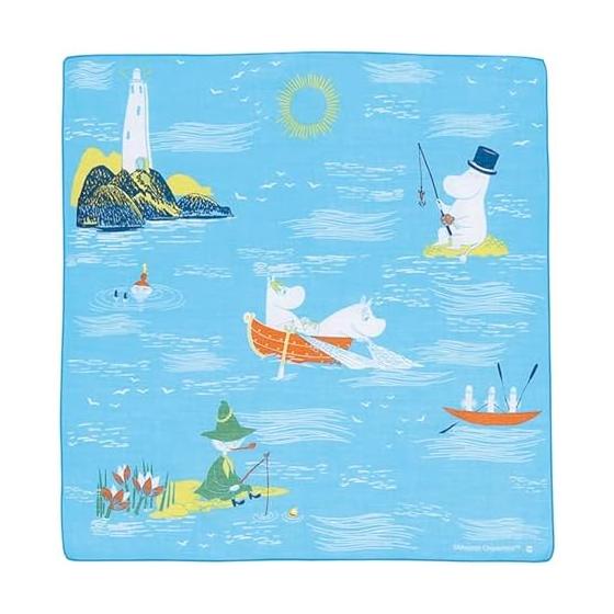 Marushin Handkerchief MOOMIN Karastus Nordic Moomin Valley Stylish Cute Handkerchief Tenugui Furoshiki Hand Towel for Bento Boxes, Neck/Wrist Wraps,